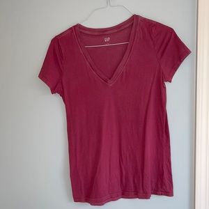 Dark pink V-neck tee from Gap